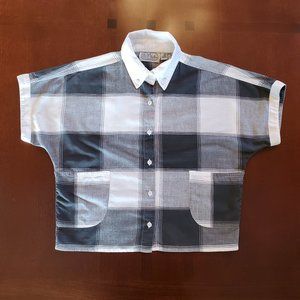 Black/White Plaid Cotton Crop Top